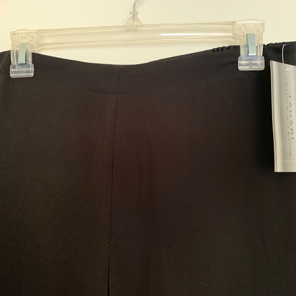 Tahari ASL Timmy Black Wide Leg Chiffon Overlay Pants Sz S NWT - Picture 3 of 8